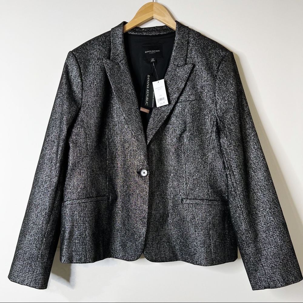 NWT Banana Republic Silver & Black Metallic Blazer SZ 20